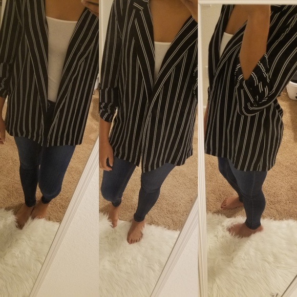 Pin stripped chiffon blazer - Picture 2 of 3